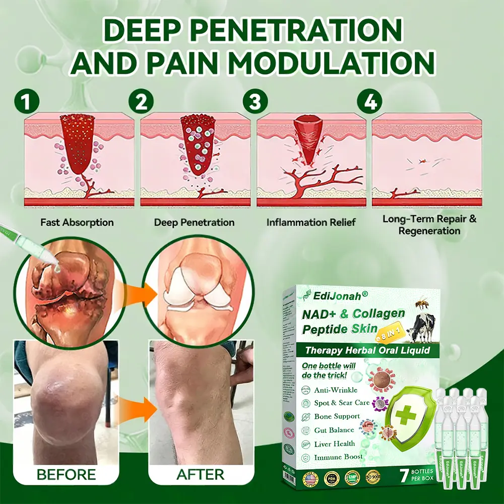 EdiJonah® NAD+ & Collagen Peptide Skin Therapy 8-in-1 Herbal Oral Liquid
